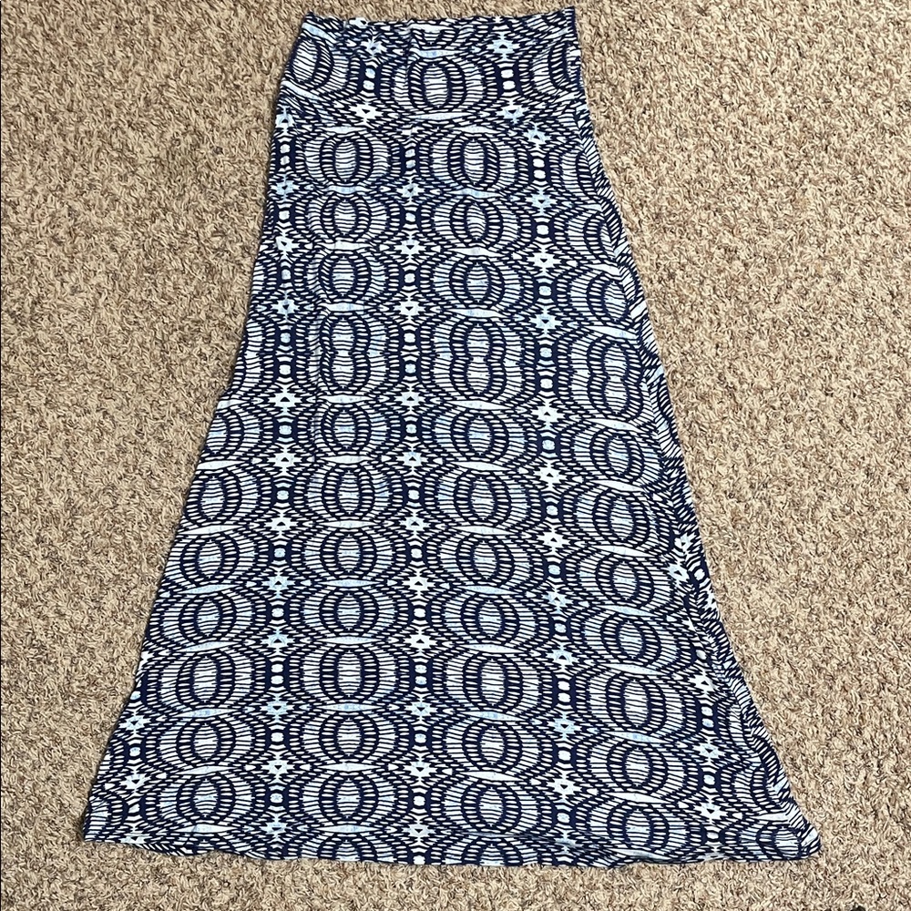 Loveappella Geometric Patterned Blue and White Skirt